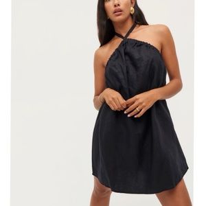 Reformation Maui Linen Dress in Black Medium 6 8 10 EUC